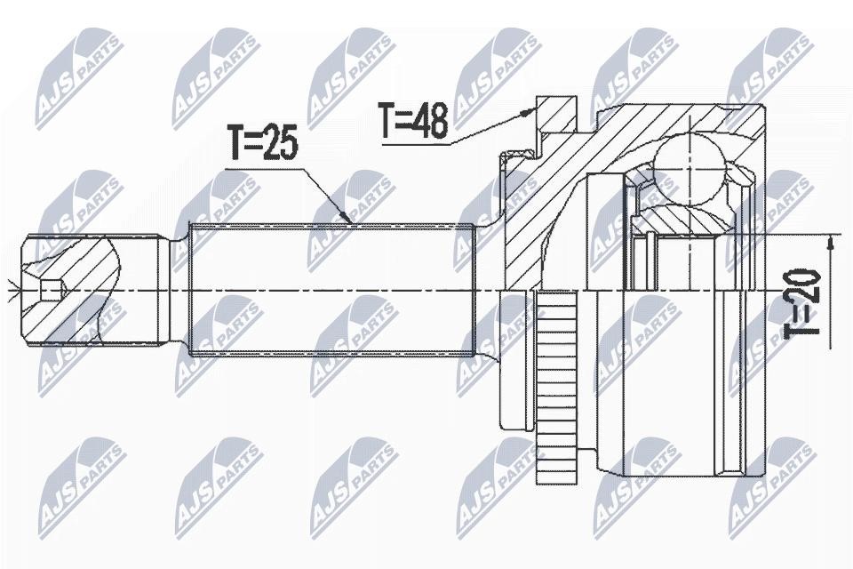 NTY Driveshaft Joint Set NPZ-KA-367 For KIA Front Left Right