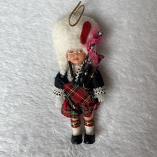 Vintage Scotland Bagpipe Christmas Ornament Scottish Bagpiper Kilt Girl Doll 5  