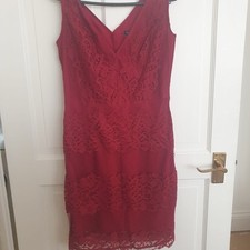 Next Women's Red berry Lace Dress Petite 6