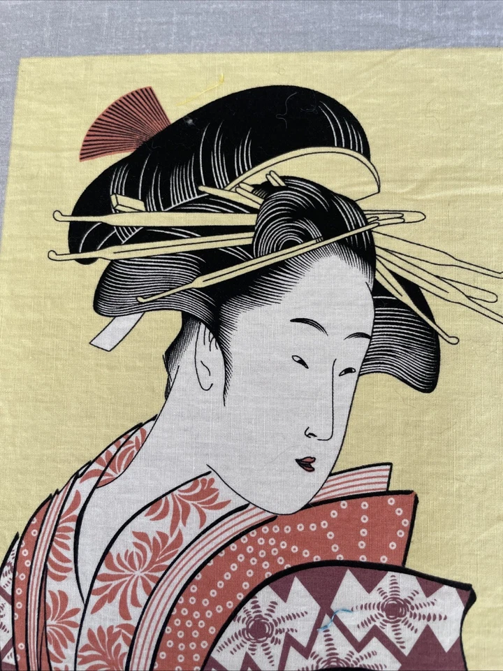 Panel de retrato grande de algodón japonés asiático Kona Bay Geisha Kanzashi con letra Foto 2 de 4
