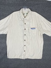Koko Island Hawaiian Shirt Mens L Silk Blend Loop Collar Embroidered Ukulele