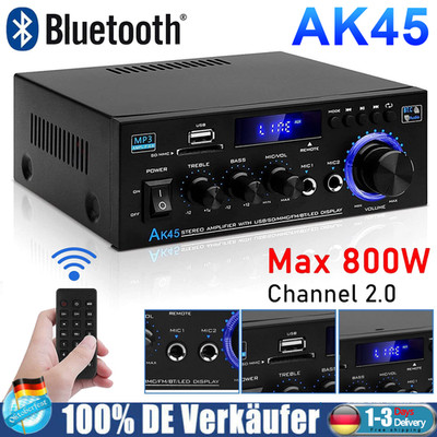 800W bluetooth Verstärker Vollverstärker HiFi Stereo Amplifier Digital FM Neu  ﻿