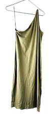 New Banana Republic Womens Medium Single Shoulder Ribbed Jersey Dress Green