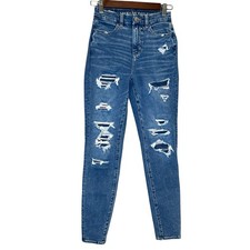 American Eagle Dream Jean Women 00 Reg 23x27.5 Curvy Hi Rise Jegging Distressed