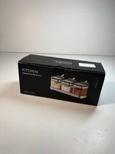 3-Piece Seasoning Spice Jar Set w/ Spoons & Rack Kitchen Condiment Containers