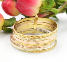 14k Multi Tone Gold Textured Stackable/Stacking Rings Size 8.75