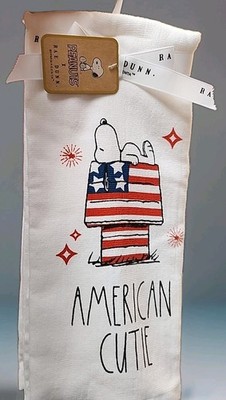 Peanuts Snoopy Rae Dunn 2pk Dish Towels American Cutie Patriotic 4th Of...