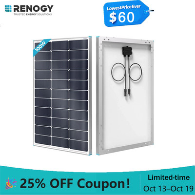 Renogy 16BB N-Type 100 Watt Solar Panel PV Off-Grid Power Module High Efficiency
