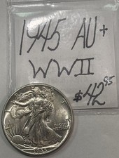 1945 Walking Liberty Silver Half Dollar (AU+) About Uncirculated WWII! ENN Coins