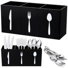 Acrylic Cutlery Storage Organizer Bin Silverware Caddy Countertop Knife Spoon...