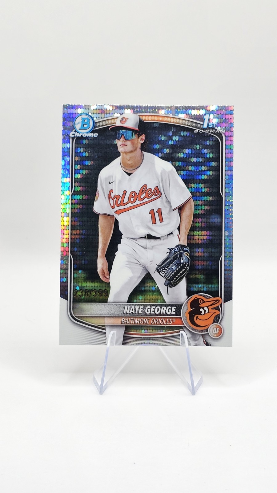 2025 Bowman Chrome Nate George Pulsar Refractor /399 Baltimore Orioles BCP-184