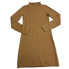 French Connection Sweater Dress Womens Medium Tan Mock Neck Mini