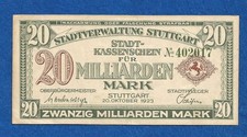 07 203 Notgeld Stadt Stuttgart 20 Milliarden Mark, 20.10.1923