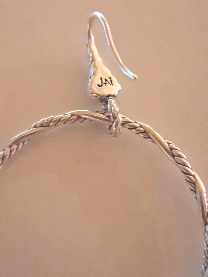 Brincos de argola JAI John Hardy prata esterlina frente frente Sukhothai 1,5" - Imagem 2 de 4