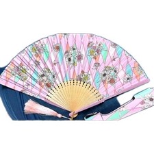 GUCCI Flower Pink Folding Fan with Case cloth Bag Limited Rare New Unused