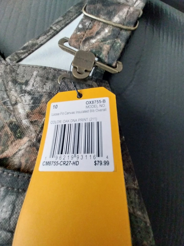 CARHARTT Coveralls Youth 10 Camo Bib Canvas Quilt Insulated Real Tree OX8755-B - Image 2 of 4