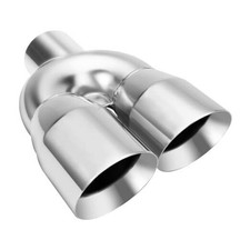  Dual Exhaust Tip Inlet 4 inch Outlet 12" Length Universal 3 inch Right