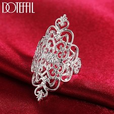 925 Sterling Silver Pattern Hollow Ring For Women Fashion Wedding Engagement