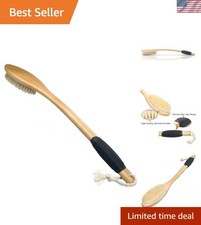 Bath Brush Wooden Curved Long Handle Antiskid Shower Brush for Exfoliating, N...