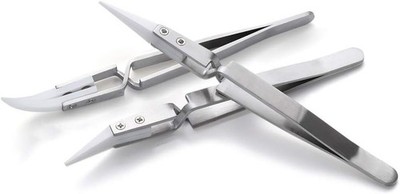 3pcs Precision Reverse Ceramic Tweezers Non-Conductive, Heat Resistant, Anti-Mag