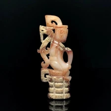 Western Han ancient jade human-dragon carving playpiece Ornament