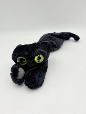 Manhattan Toy Lanky Cat Plush Black Green Eyes Tabby Kitten Floppy Stuffed 13 