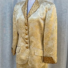 Christian Dior gold floral brocade ivory blazer skirt set