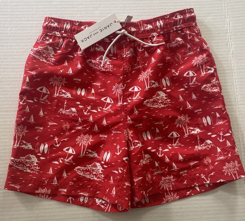 New Janie And Jack Boys Red Lined Swim Trunks Youth Size 10