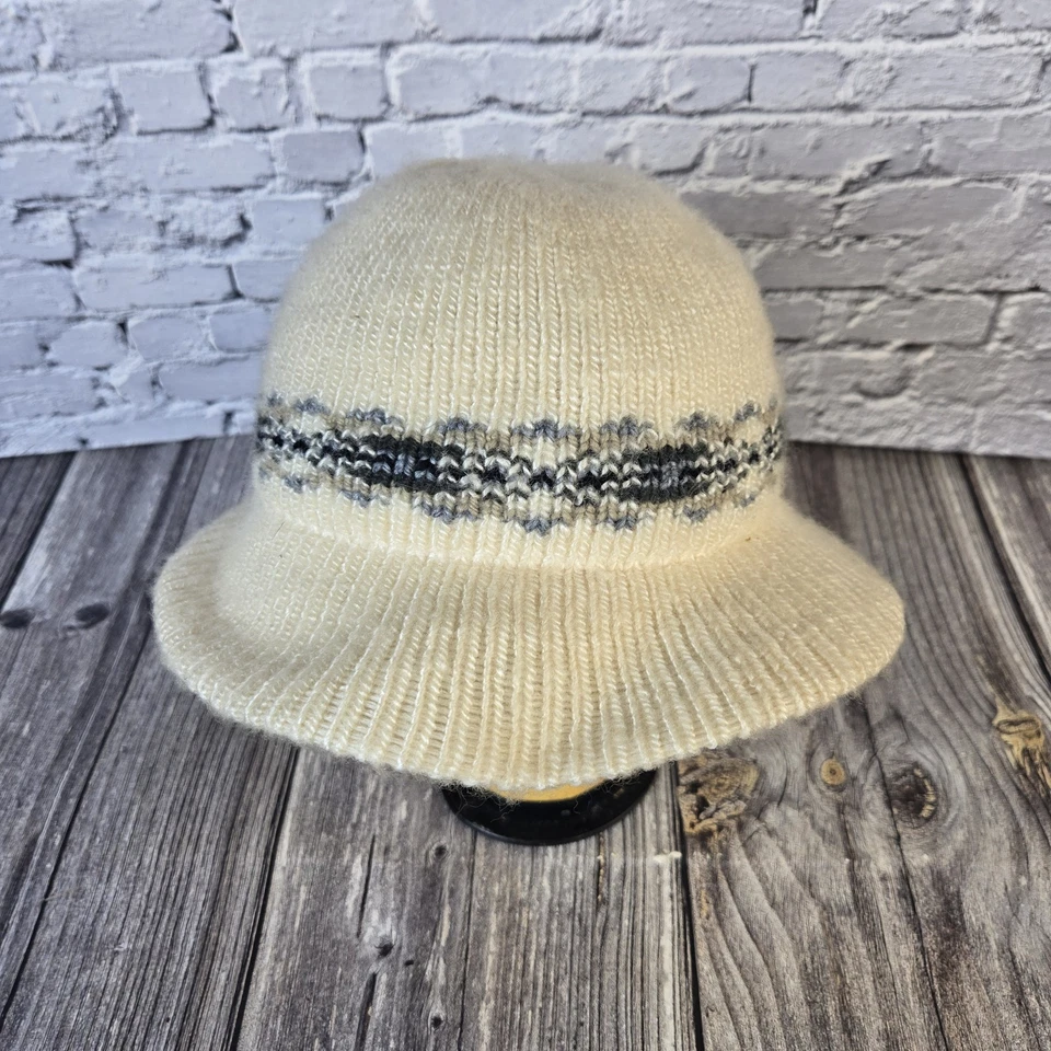 Sombrero cubo tejido de lana con aviso vintage para mujer Foto 3 de 4