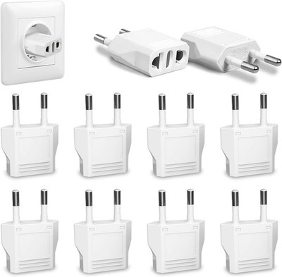 10 Pack US to Europe Plug Adapter, 220V 110V Type C C- 10 White 