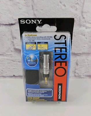 Sony Silver Electret Stereo Compact Condenser Microphone ECM-DS30P Plug In Power