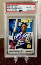 2019 Heritage Ronald Acuna Jr Yr 2 Rookie Cup SHORT PRINT PSA 10 AUTO RARE