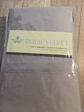 New In Pkg-Royal Velvet 100 Cotton Sateen Queen Size Pillowcase Set Mauve Color