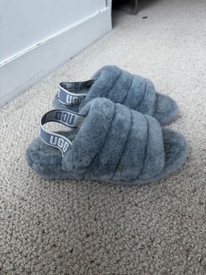 UGG Fluff Yeah Light Blue Slide Platform Sandals Women s size 8