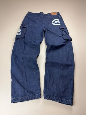 Ecko Unltd. Baggy Cargo Jeans Denim Blau W36 L34 Y2K Vintage Skater