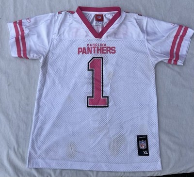 NFL Panthers Girls Jersey Pink Shirt Official NFL Reebok Size XL 16 Read Descrip
