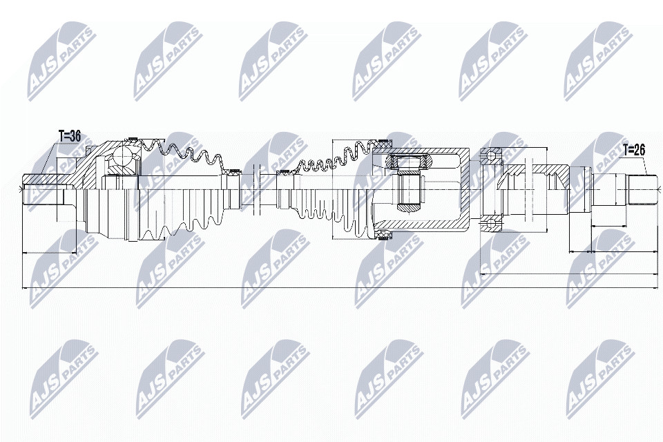 NTY Drive Shaft NPW-VV-065 For Volvo, 383 mm, Differential 26, Wheel 36 - Image 4