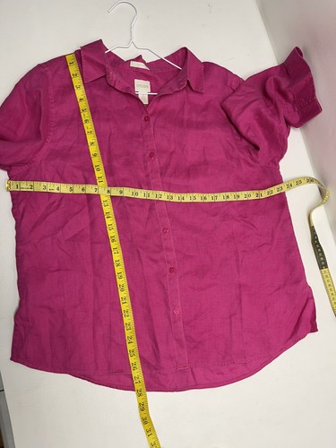 chicos size 3 linen top no iron pink 1/2 sleeves buttons down - Picture 6 of 7