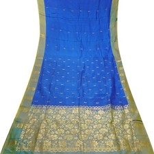 Namaste Vintage Blau Sarees 100% Reine Seide Zari Handgewebt Sari 4.6m Craft