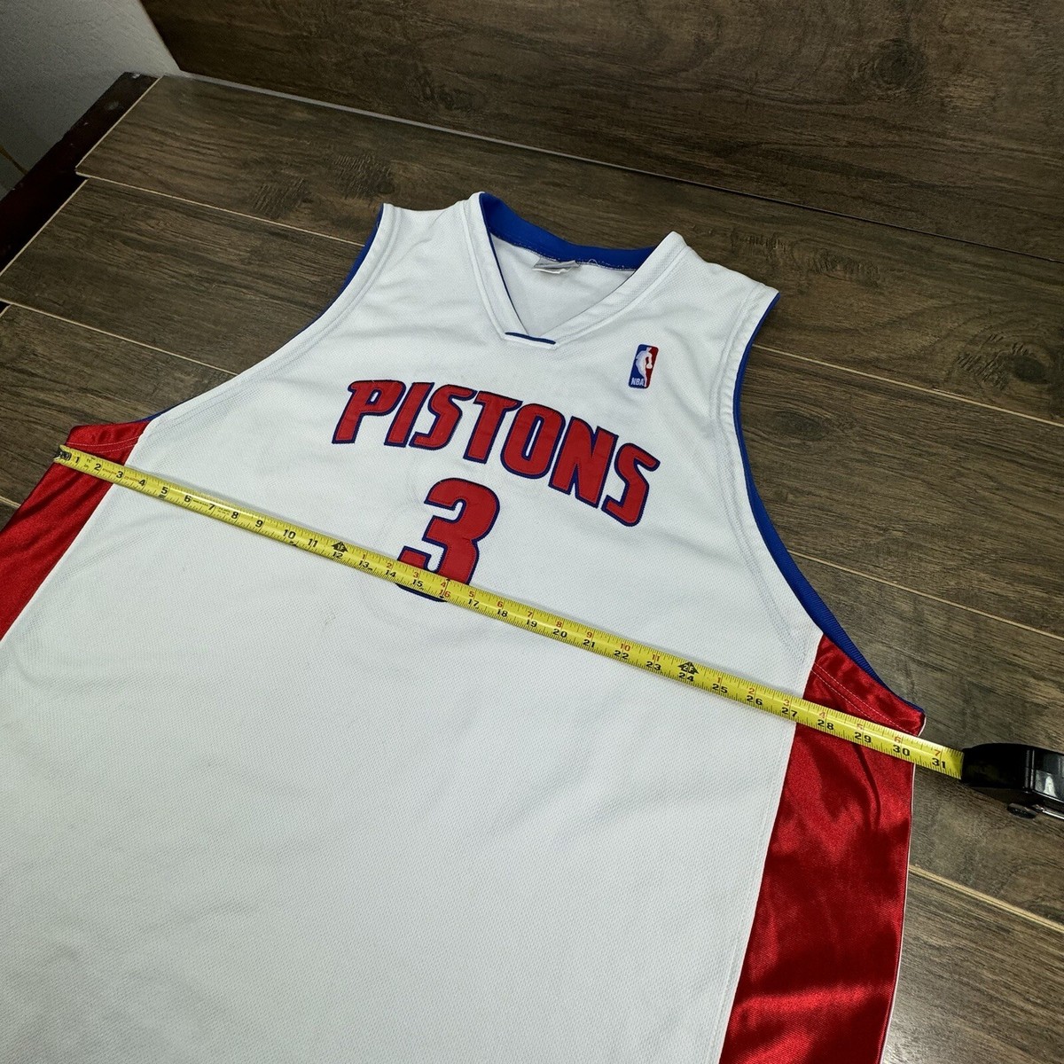 Vintage Reebok Detroit Pistons Jersey Mens 60 White NBA Ben
