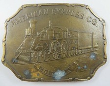 Vintage AMERICAN EXPRESS COMPANY Belt Buckle Brass Train Montana