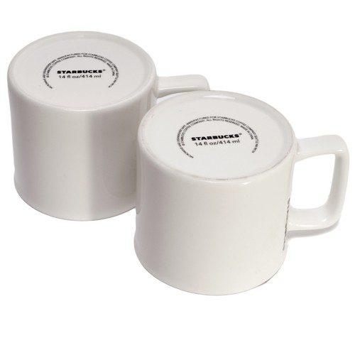 Set of Two Logo Starbucks Coffee Mugs Snowflakes and Hearts Large 14 Fluid Ounce - Picture 5 of 6