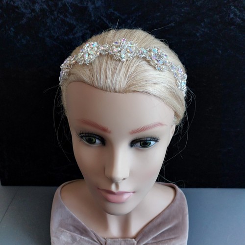 Unikat Braut Stirnband Hochzeit AB Glitzerkugeln Handarbeit mit Swarovski Kristall - Bild 3 von 9
