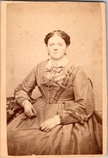 Mature Woman, Lovely Dress, Earrings, c1860s, CDV Photo, #2664
