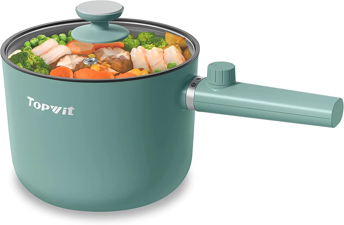 Topwit Electric Hot Pot, 1.5L Ramen Cooker, Portable Non-Stick