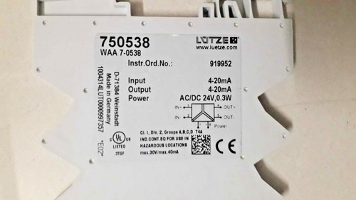 LUETZE Interface Converter WAA 7-0538 4-20mA/4-20ma New - Picture 3 of 7