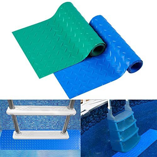 2 Rolls Swimming Pool Ladder Pad, Non-Slip Pool Step Mat, Blue and Green,wave - Picture 1 of 5