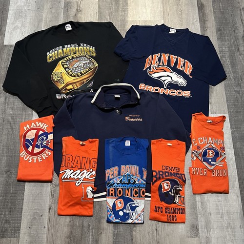 VTG Denver Broncos Sports Bundle 1980s Football Reseller NFL Champion 90s Lot x8