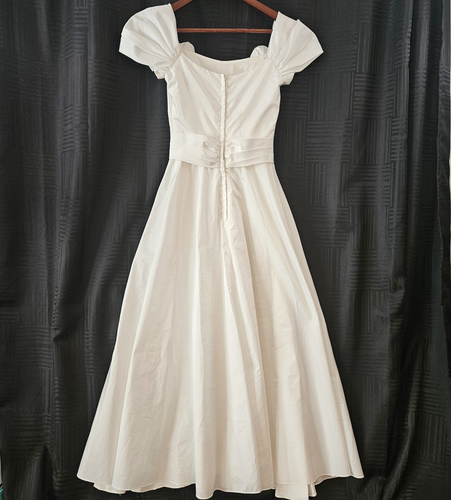 Vintage Girls White Long Maxi Prom Dress Formal 28 bust 22 waist Union Made USA - Picture 5 of 16