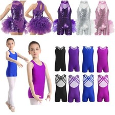 Kids Girls Latin Dance Costume Lyrical Ballet Dress Leotard Jumpsuit Fancy Dress